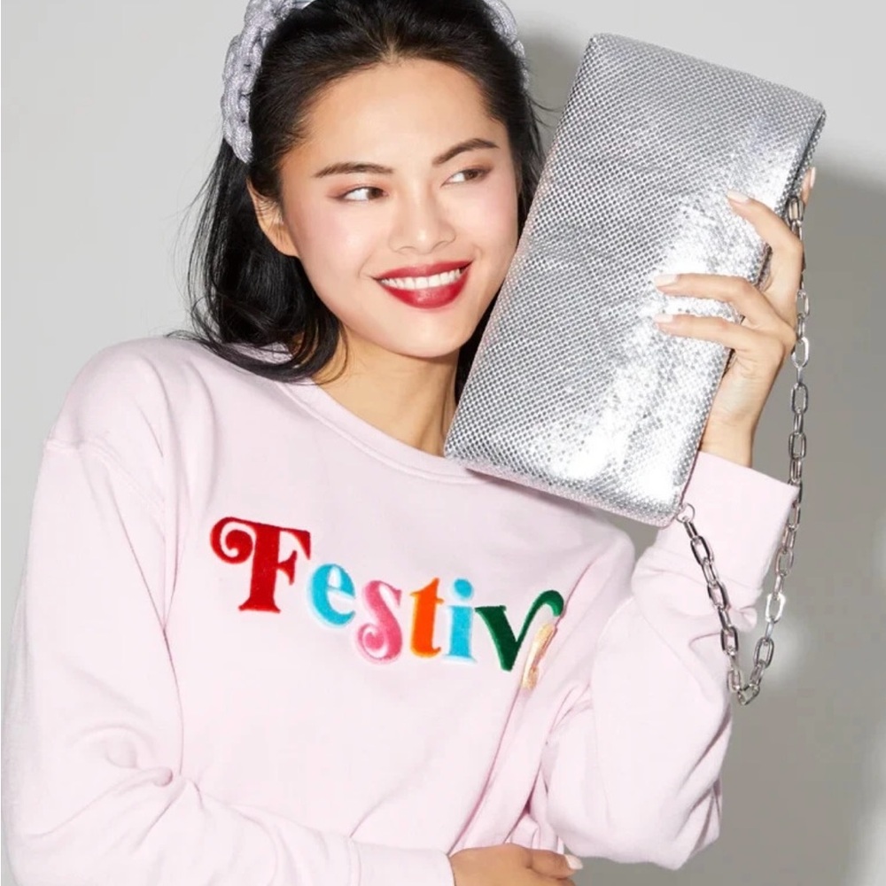 Shiraleah FESTIVE Sweatshirt Blush Size Small Pink